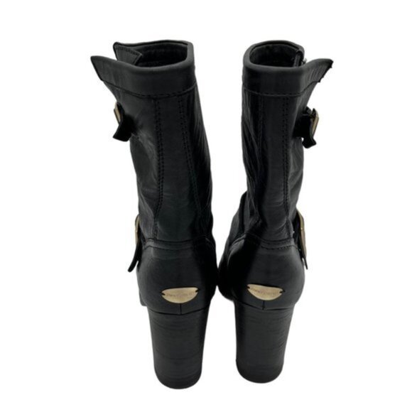 Jimmy Choo Dart Biker Buckle Black Leather Combat Boot Women Size 37.5 - Picture 6 of 13